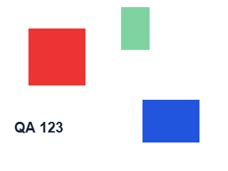 Original transparent practice image with colored geometric shapes and the sample text QA 123
