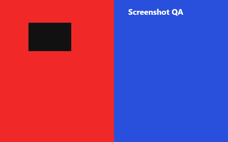 Synthetic Screenshot Studio export with red and blue halves, white caption and an opaque black rectangle